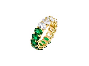 Green & White Oval CZ 14K Over Brass Half Half Eternity Band 4.0ctw