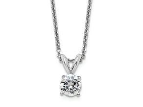 Rhodium Over 14K Gold 1/2 ct. 5.0mm Round G H I True Light Moissanite Solitaire Pendant with Chain
