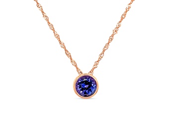 Picture of 18K Rose Gold Over Sterling Silver 6mm Round Tanzanite Pendant 0.74ctw.