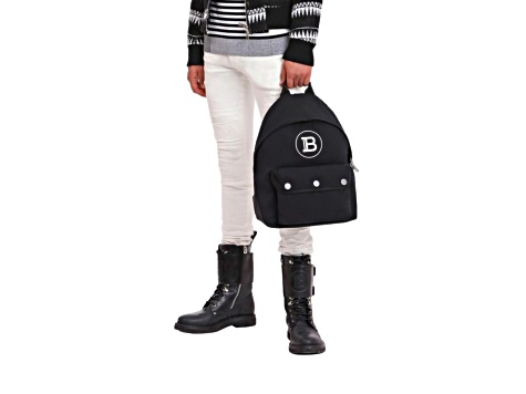 Balmain B-Back Black Nylon White Logo Backpack
