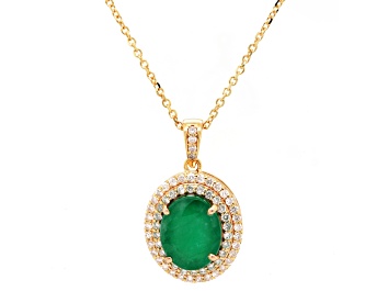 Picture of 4.30 Ctw Emerald and 0.49 Ctw White Diamond Pendant in 14K YG