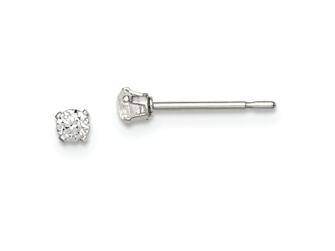 Sterling Silver Polished Children's 2.5mm Round Snap Set CZ Stud Earrings