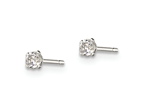Sterling Silver Polished Children's 2.5mm Round Snap Set CZ Stud Earrings