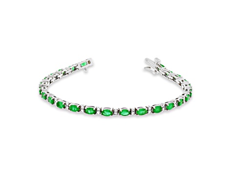 5.50ctw Emerald and Diamond Bracelet in 14k White Gold