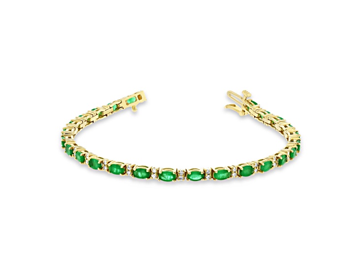 5.50ctw Emerald and Diamond Bracelet in 14k Yellow Gold