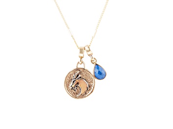 Picture of Barse Jewelry Blue Lapis Lazuli Gold Tone Capricorn Charm Necklace