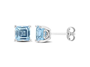 2.75ctw Square Sky Blue Topaz Stud Earrings in Sterling Silver
