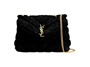 Saint Laurent Loulou Black Shearling and Leather Medium Shoulder Bag