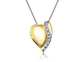 Two-Tone, Rhodium and 14k Gold Plated over Sterling Silver Cubic Zirconia Heart Pendant Necklace