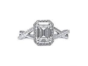 Emerald Cut White Lab Grown Diamond Ring 14K White Gold 1.28ctw