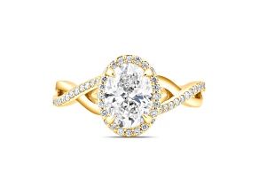 Oval White Lab Grown Diamond Ring 14K Yellow Gold 1.78ctw