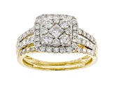 White Lab-Grown Diamond 14kt Yellow Gold Bridal Ring Set 1.20ctw