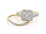 White Lab-Grown Diamond 14kt Yellow Gold Bridal Ring Set 1.20ctw