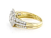 White Lab-Grown Diamond 14kt Yellow Gold Bridal Ring Set 1.20ctw