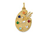 14k Yellow Gold Textured Cubic Zirconia Stones Artist Palette Charm