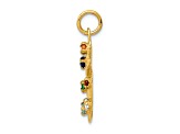 14k Yellow Gold Textured Cubic Zirconia Stones Artist Palette Charm