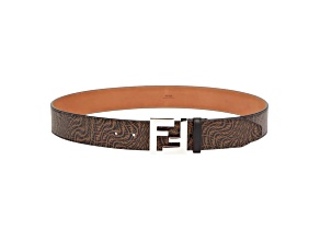 Fendi x Sarah Coleman Mens FF Vertigo Brown Leather Belt 110/44