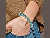 Rose Stainless Steel Antiqued and Polished Seahorse Green Dyed Jade Bracelet