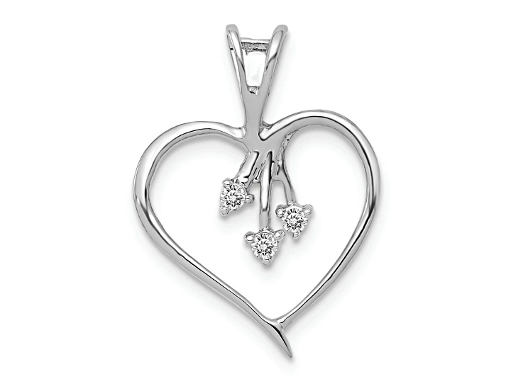 Rhodium Over 14k White Gold Diamond Heart Pendant