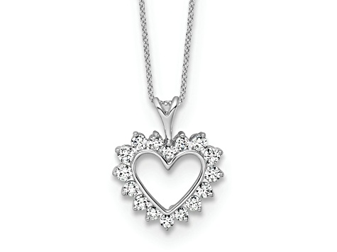Rhodium Over 10k White Gold Lab Grown Diamond VS/SI GH, Heart Pendant Necklace