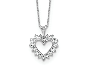 Rhodium Over 10k White Gold Lab Grown Diamond VS/SI GH, Heart Pendant Necklace