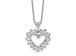 Rhodium Over 10k White Gold Lab Grown Diamond VS/SI GH, Heart Pendant Necklace