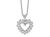 Rhodium Over 10k White Gold Lab Grown Diamond VS/SI GH, Heart Pendant Necklace