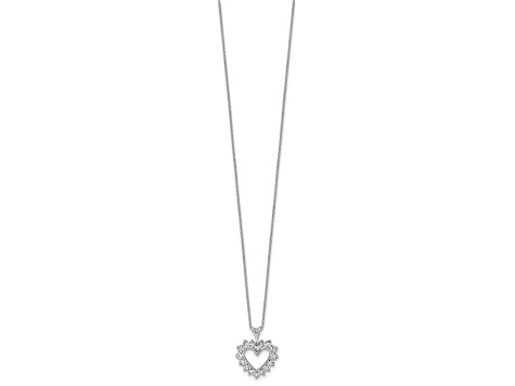 Rhodium Over 10k White Gold Lab Grown Diamond VS/SI GH, Heart Pendant Necklace