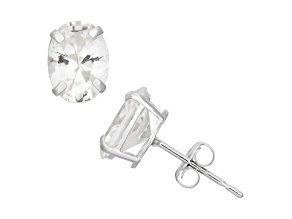 Oval Lab Created White Sapphire 10K White Gold Earrings 2.70ctw