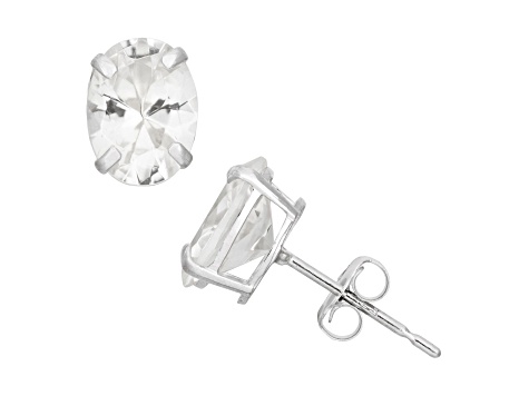 Oval Lab Created White Sapphire 10K White Gold Earrings 2.70ctw