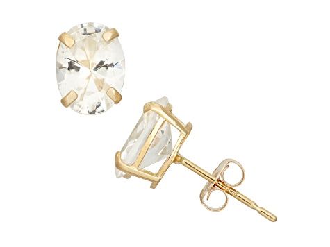Oval Lab Created White Sapphire 10K Yellow Gold Earrings 2.70ctw