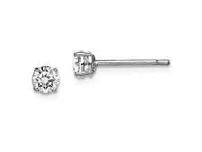Sterling Silver Rhodium-plated 4mm Round CZ Stud Earrings