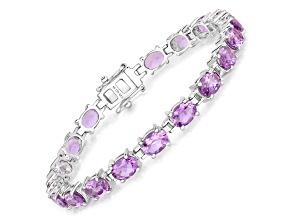 Purple Amethyst Rhodium Over Silver Tennis Bracelet 14.40ctw