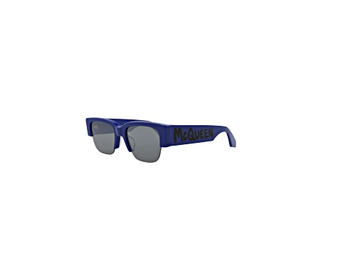 Alexander McQueen Square Semi-Rimless Frame Blue Recycled Acetate Sunglasses