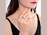 Round Amethyst with White Topaz Accents Sterling Silver Ring, 1.10ctw