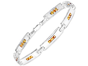 Yellow Sapphire Rhodium Over Sterling Silver Tennis Bracelet 2.52ctw