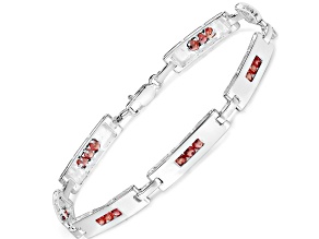 Orange Sapphire Rhodium Over Sterling Silver Tennis Bracelet For Gf 2.52ctw