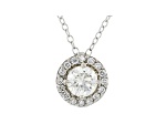 White Lab-Grown Diamond 14k White Gold Halo Pendant 0.75ctw