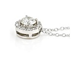 White Lab-Grown Diamond 14k White Gold Halo Pendant 0.75ctw