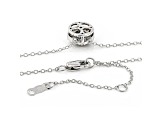 Blue And White Lab-Grown Diamond 14k White Gold Halo Pendant With Cable Chain 0.75ctw