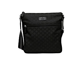 Gucci Unisex GG Guccissima Web Black Canvas Messenger Bag Crossbody