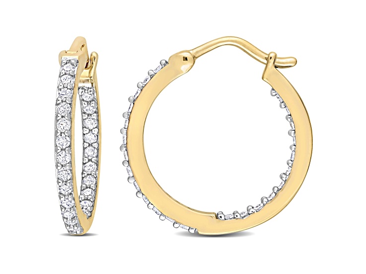 0.50ctw Diamond Inside Outside Hoop Earrings in 10k Yellow Gold