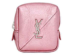 Saint Laurent Jamie YSL Keyring Cube Pink Leather