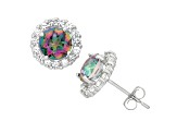 Mystic Fire® Green Topaz 10k White Gold Halo Stud Earrings 2.25ctw