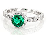 Judith Ripka 1.30ct Emerald Simulant & 1.65ctw Bella Luce® Rhodium Over Sterling Silver Halo Ring