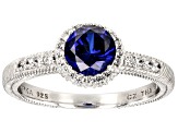 Judith Ripka 1.70ct Lab Sapphire & 1.65ctw Bella Luce® Rhodium Over Sterling Silver Halo Ring