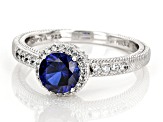 Judith Ripka 1.70ct Lab Sapphire & 1.65ctw Bella Luce® Rhodium Over Sterling Silver Halo Ring