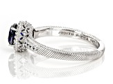 Judith Ripka 1.70ct Lab Sapphire & 1.65ctw Bella Luce® Rhodium Over Sterling Silver Halo Ring