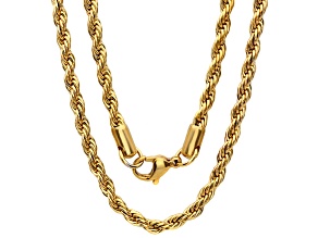 Men's 18K Yellow Gold Over Stainless Steel Rope Chain