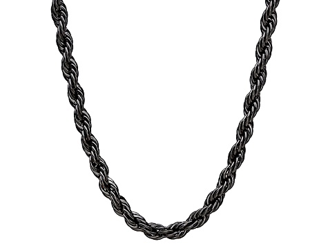 Men's Black Ion-plated Stainless Steel 24 Inch Rope Chain 11NLVC